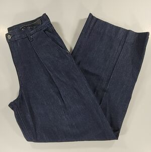 NEW Banana Republic Jeans Wide-Leg Pleated High Rise Dark Wash Trouser Womens 28
